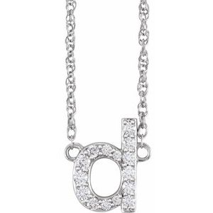 Silver initial letter D pendant necklace encrusted with sparkling diamonds.