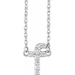 Silver initial F pendant necklace encrusted with sparkling diamonds.