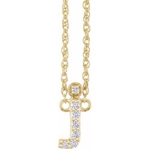 Gold chain necklace with a diamond-encrusted initial J pendant