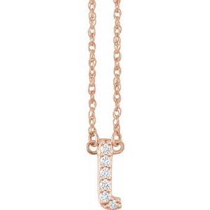 Rose gold chain necklace with a diamond-encrusted letter J pendant