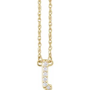 Gold necklace featuring a diamond-encrusted letter J pendant