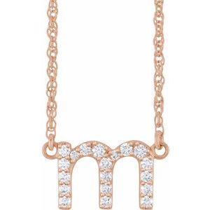 Rose gold initial M necklace with sparkling lab-grown diamonds