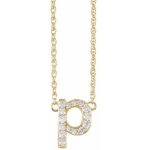 Gold initial P pendant necklace featuring sparkling lab-grown diamonds