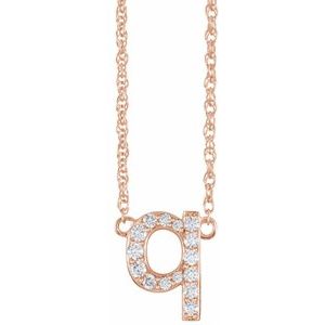 Rose gold necklace with a diamond-encrusted letter Q pendant