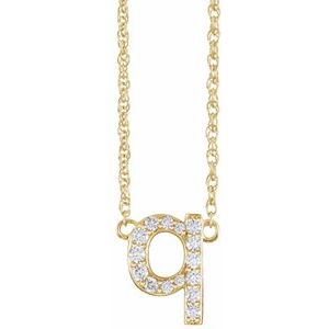 Gold necklace with a diamond-encrusted letter Q pendant