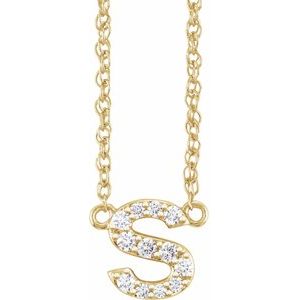 Gold initial S pendant necklace with sparkling diamonds