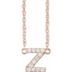 Rose gold initial Z pendant necklace with sparkling lab-grown diamonds