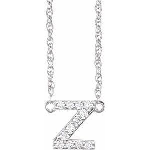 Silver-toned necklace with a diamond-encrusted letter Z pendant