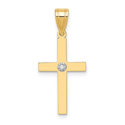 La Simple Croix Diamanté, Gold Cross Pendant