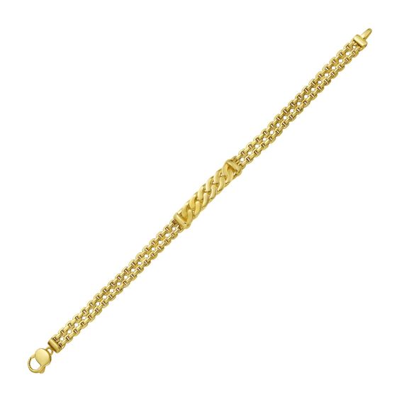 14K Gold Venetian Link Curb Bar Bracelet