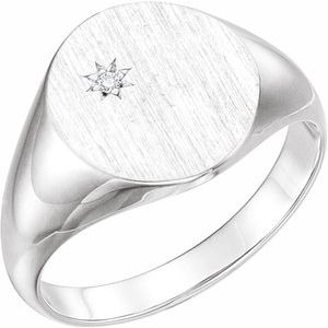 Classic Oval Signet Ring with Natural Diamond