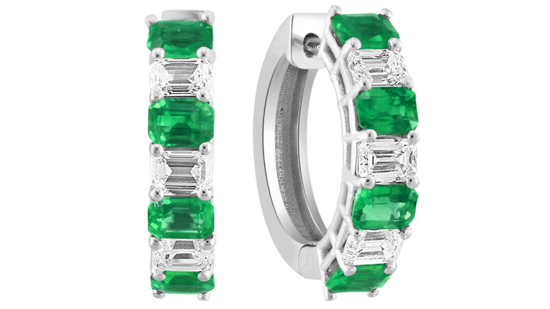 Secret d’Arboretum Emerald Diamond Hoop Earrings