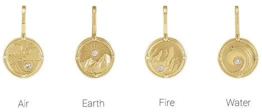 4 elements Natural Diamond Charm Pendant
