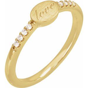 Signet Ring Love & Natural Diamonds