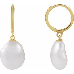 Éclat de Fontainebleau, White Pearl 14K Gold Hoop Earrings