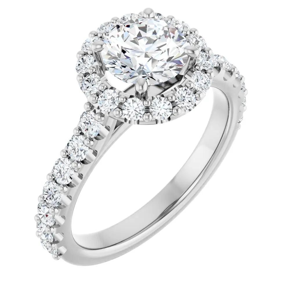 Les Ombrages, 14K Gold Lab-Grown Diamond Halo Engagement Ring
