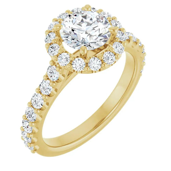 Les Ombrages, 14K Gold Lab-Grown Diamond Halo Engagement Ring