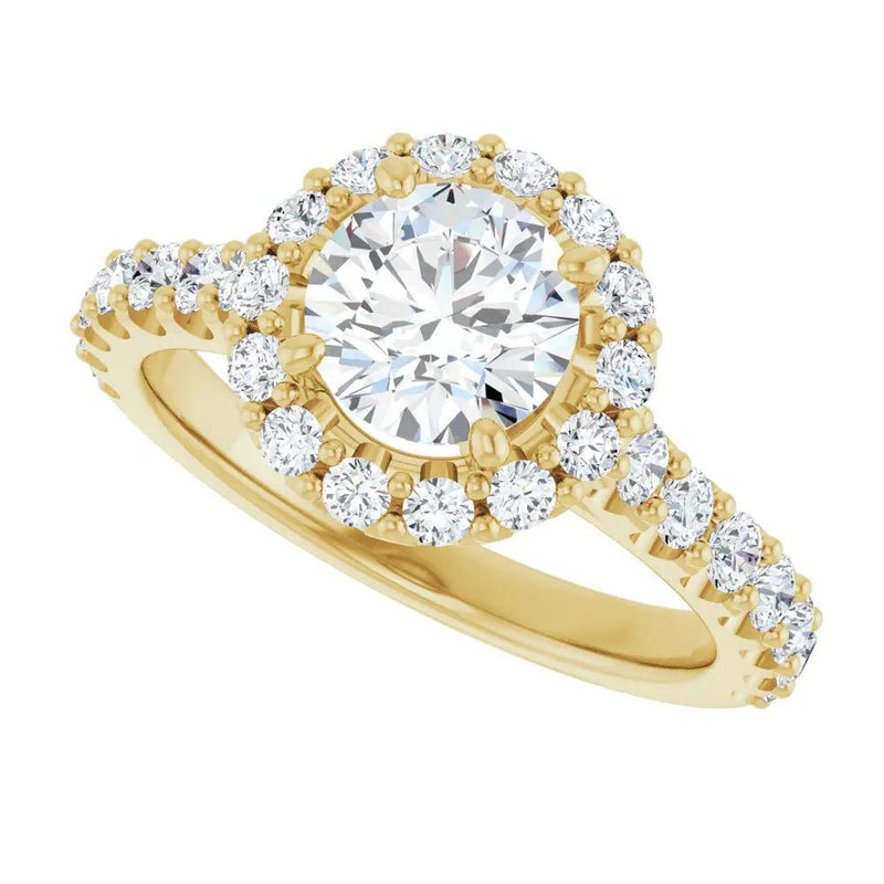 Les Ombrages, 14K Gold Lab-Grown Diamond Halo Engagement Ring