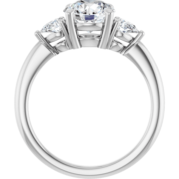 Three-stone lab-grown diamond engagement ring in a polished silver band
