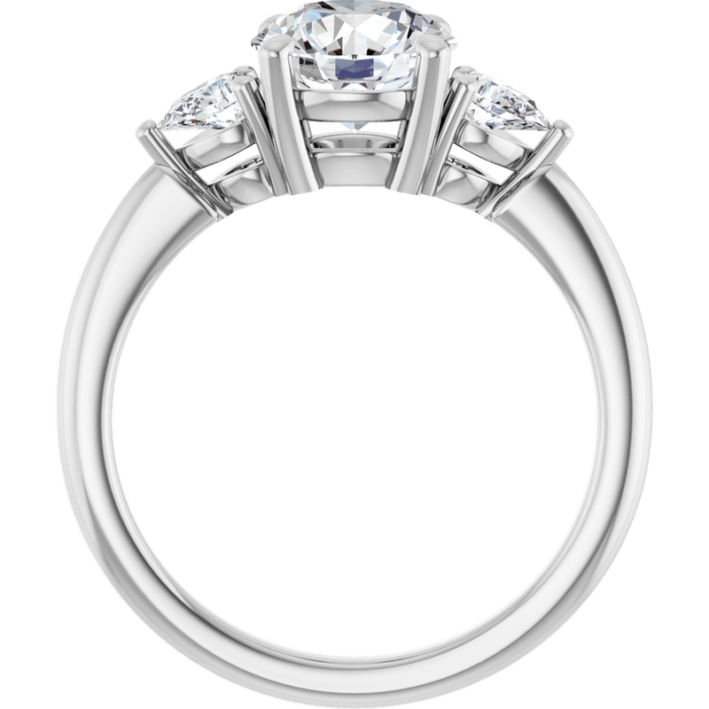 Three-stone lab-grown diamond engagement ring in a polished silver band