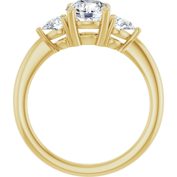 Three-stone lab-grown diamond engagement ring in polished yellow gold