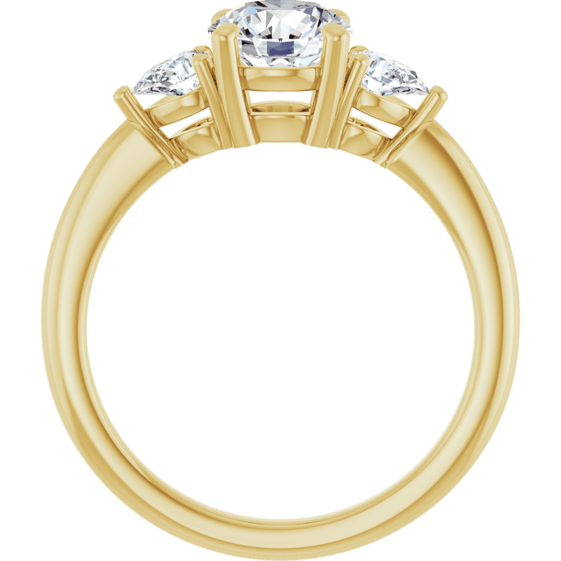 Three-stone lab-grown diamond engagement ring in polished yellow gold