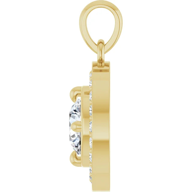 Natural Diamond Halo-Style Charm Pendant