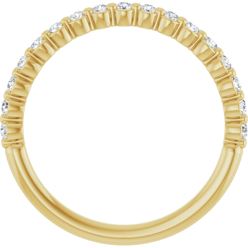 14k yellow gold eternity ring set with sparkling round brilliant diamonds.