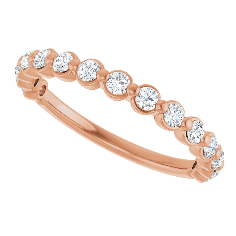 Rose gold eternity band featuring brilliant round-cut lab-grown diamonds.
