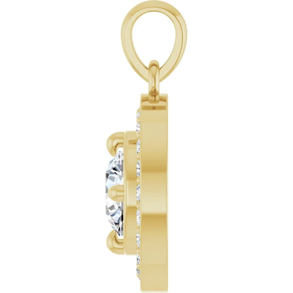 Natural Diamond Halo-Style Charm Pendant