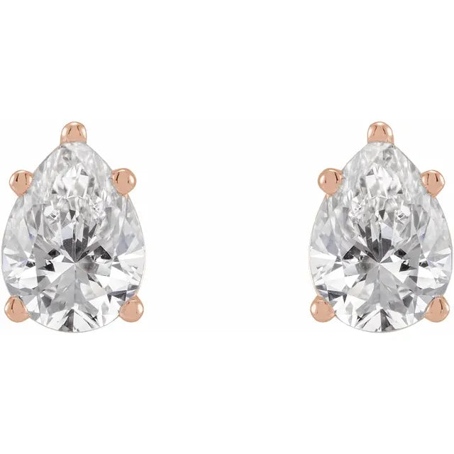 2 CTW Lab-Grown Diamond Stud Earrings Pear Shape
