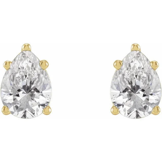 2 CTW Lab-Grown Diamond Stud Earrings Pear Shape