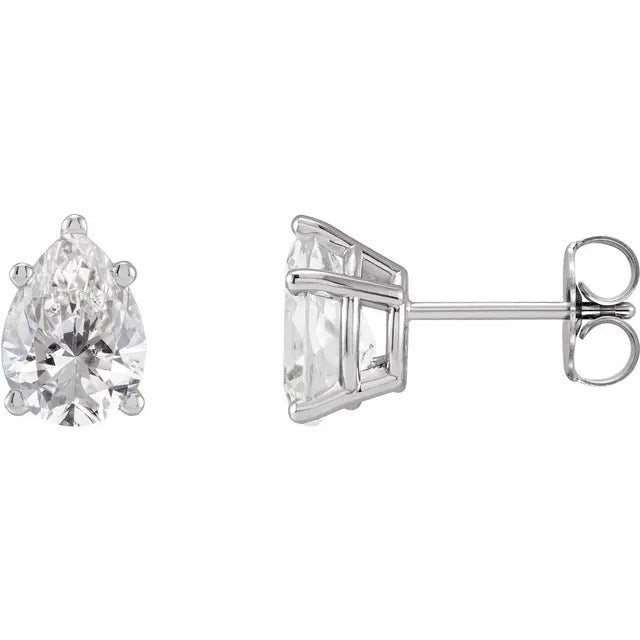2 CTW Lab-Grown Diamond Stud Earrings Pear Shape