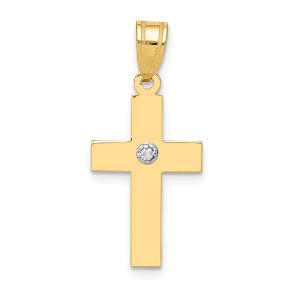 La Simple Croix Diamanté, Gold Cross Pendant