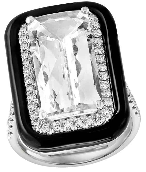 Eclipse Blanche, Colorless Topaz & Diamond Ring