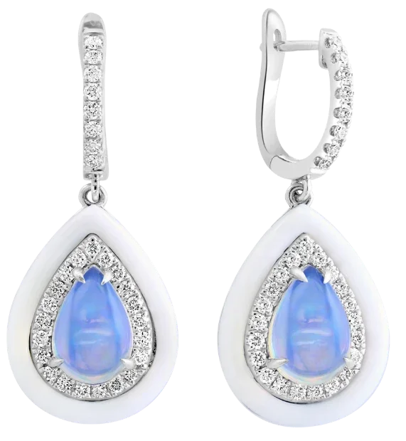Écume de Minuit, Opal & Diamonds Earrings