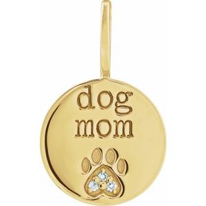 Natural Diamond Dog Mom Paw Charm Pendant