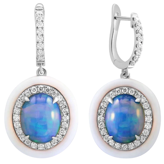 L'Océan de Verre, Opal & Diamonds Earrings