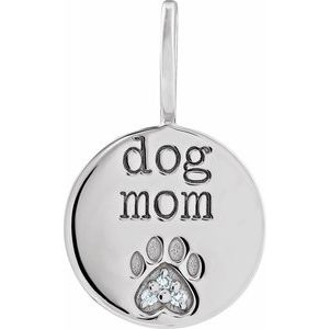 Natural Diamond Dog Mom Paw Charm Pendant