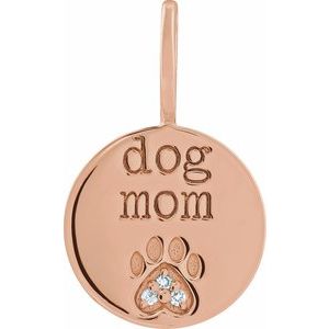 Natural Diamond Dog Mom Paw Charm Pendant