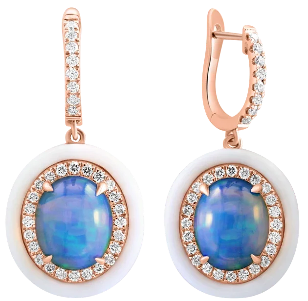 L’Aube Blanche, Opal & Diamonds Earrings