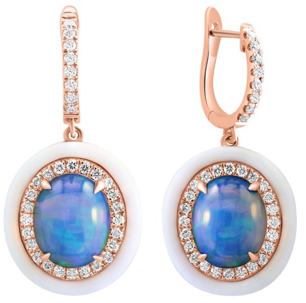 L’Aube Blanche, Opal & Diamonds Earrings