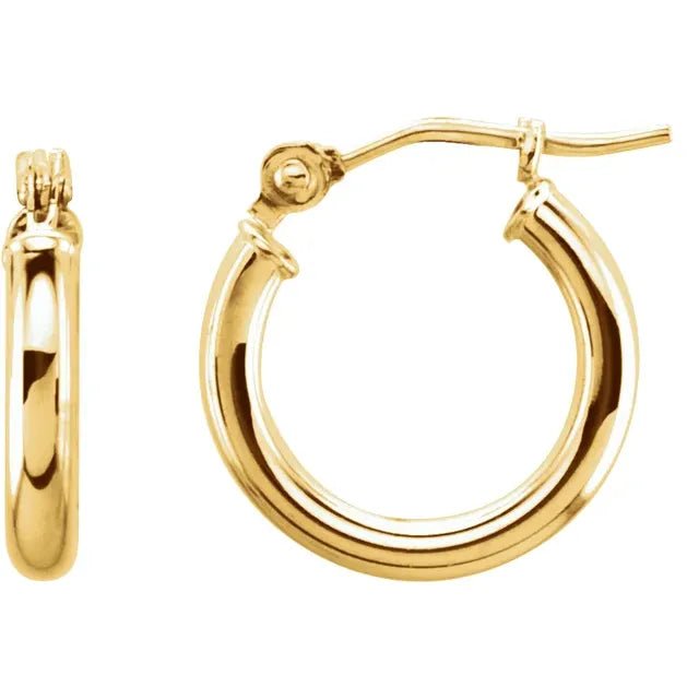 Round Tube Gold Hoop Earrings