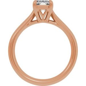 Elongated Emerald Cut Diamond Solitaire Engagement Ring