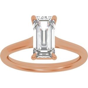 Elongated Emerald Cut Diamond Solitaire Engagement Ring
