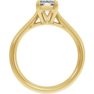 Elongated Emerald Cut Diamond Solitaire Engagement Ring