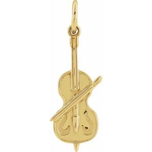 Gold Violin Charm Pendant