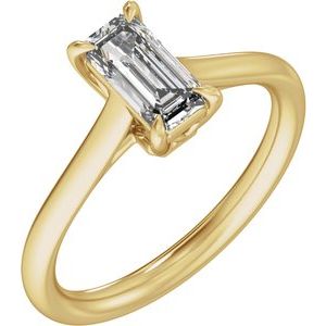 Elongated Emerald Cut Diamond Solitaire Engagement Ring