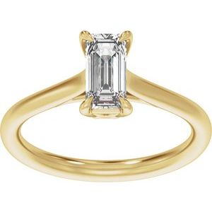 Elongated Emerald Cut Diamond Solitaire Engagement Ring