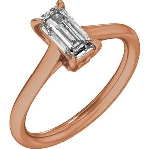 Elongated Emerald Cut Diamond Solitaire Engagement Ring